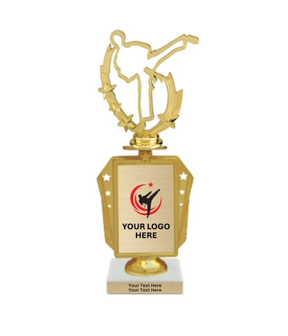 Taekwondo High Kick Taekwondo Trophy with WHITE MARBLE BASE
