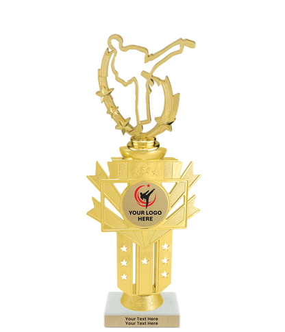 Taekwondo High Kick Taekwondo Trophy with WHITE MARBLE BASE