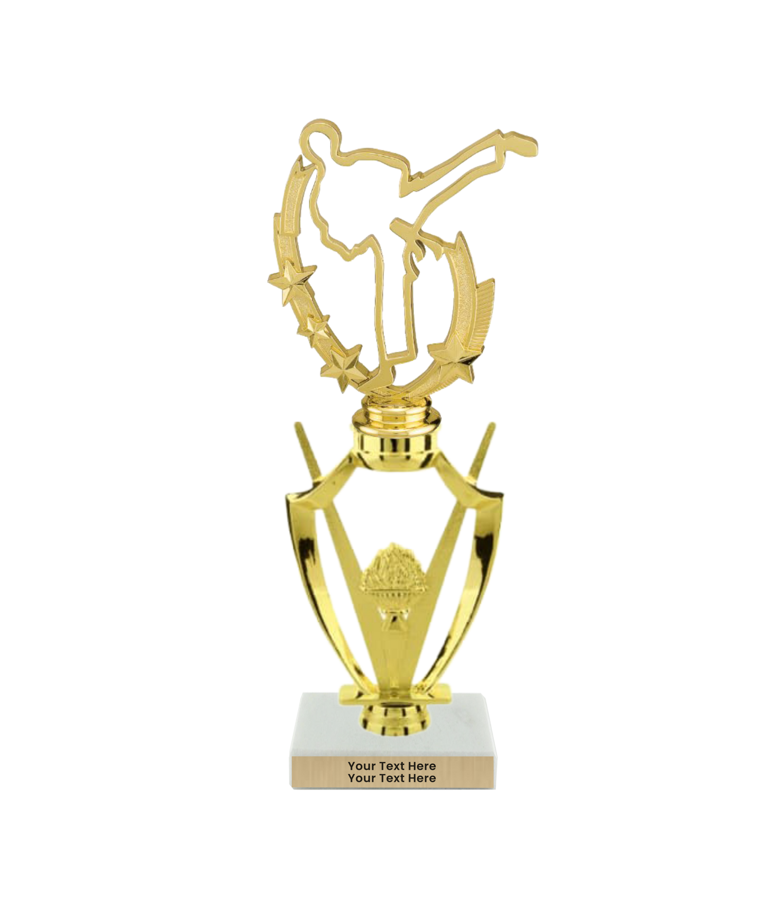 Taekwondo High Kick Taekwondo Trophy with WHITE MARBLE BASE