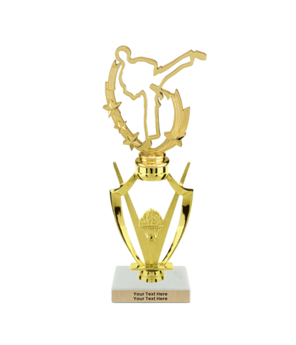 Taekwondo High Kick Taekwondo Trophy with WHITE MARBLE BASE