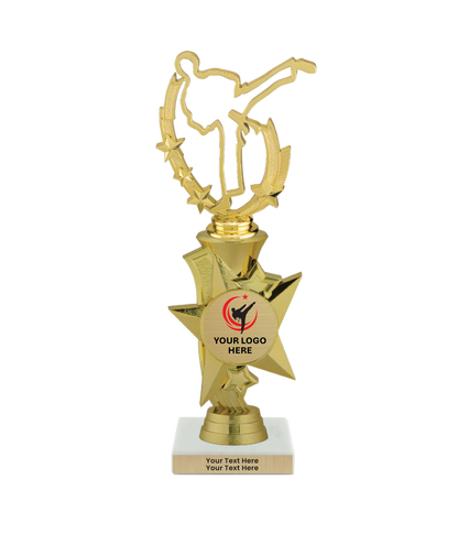 Taekwondo High Kick Taekwondo Trophy with WHITE MARBLE BASE