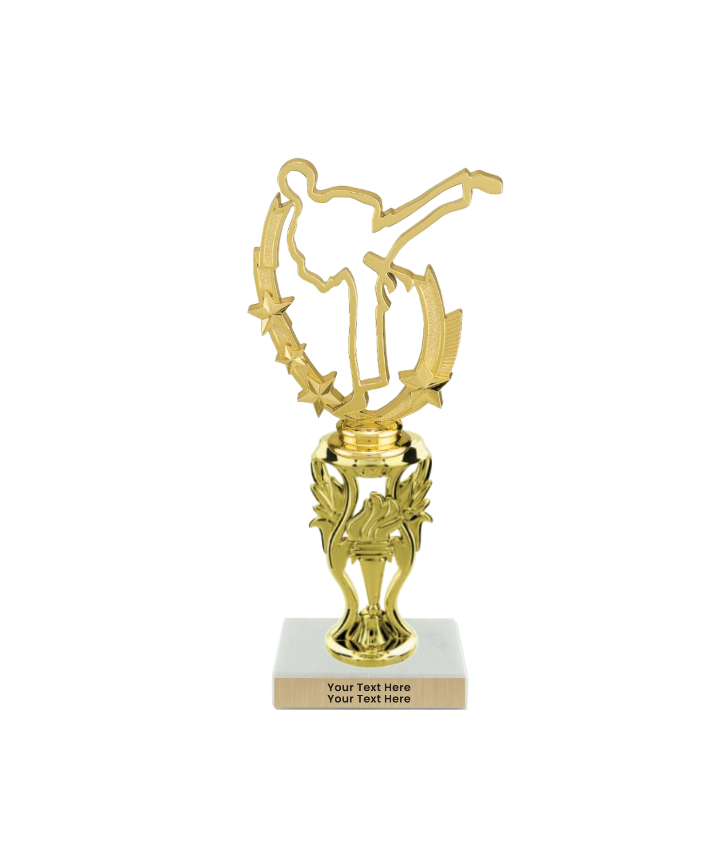 Taekwondo High Kick Taekwondo Trophy with WHITE MARBLE BASE