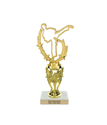 Taekwondo High Kick Taekwondo Trophy with WHITE MARBLE BASE