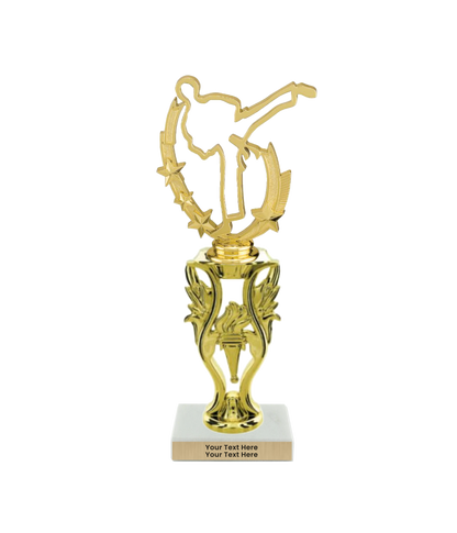 Taekwondo High Kick Taekwondo Trophy with WHITE MARBLE BASE