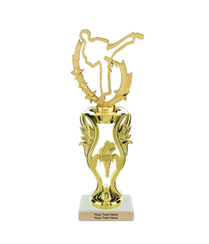 Taekwondo High Kick Taekwondo Trophy with WHITE MARBLE BASE