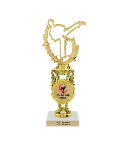 Taekwondo High Kick Taekwondo Trophy with WHITE MARBLE BASE