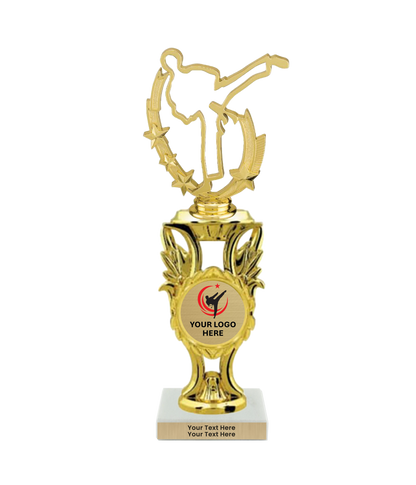 Taekwondo High Kick Taekwondo Trophy with WHITE MARBLE BASE