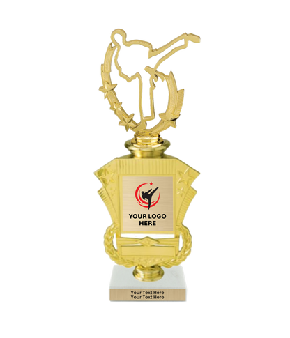 Taekwondo High Kick Taekwondo Trophy with WHITE MARBLE BASE