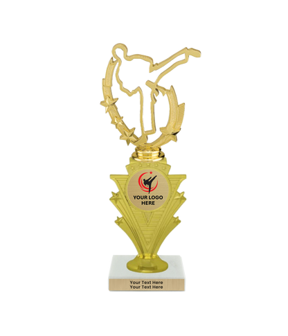 Taekwondo High Kick Taekwondo Trophy with WHITE MARBLE BASE