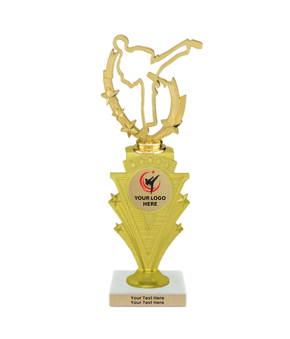 Taekwondo High Kick Taekwondo Trophy with WHITE MARBLE BASE