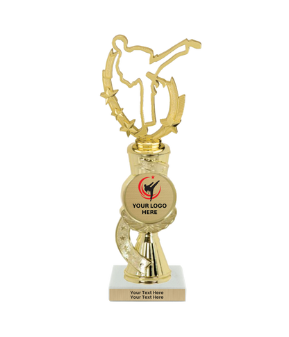 Taekwondo High Kick Taekwondo Trophy with WHITE MARBLE BASE
