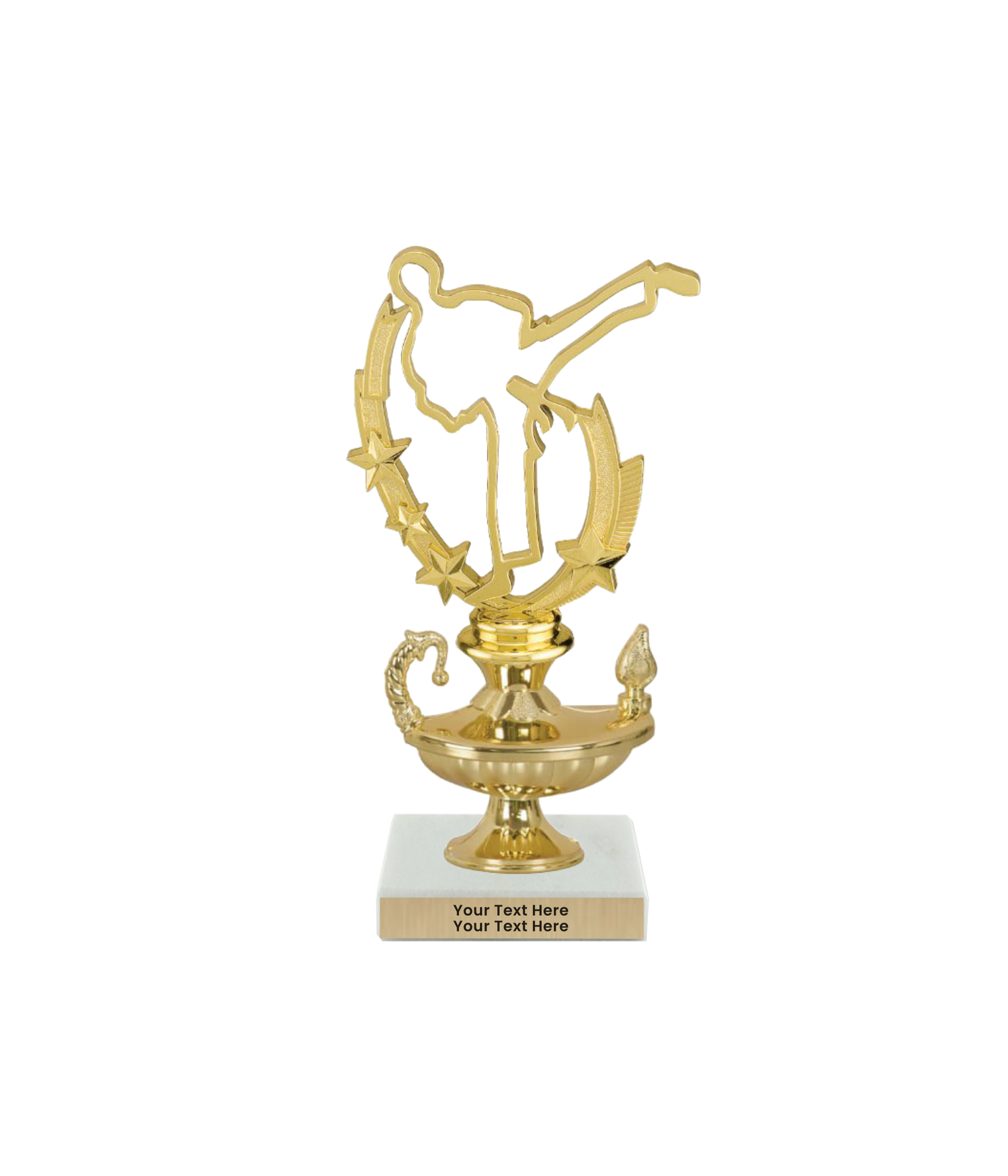 Taekwondo High Kick Taekwondo Trophy with WHITE MARBLE BASE