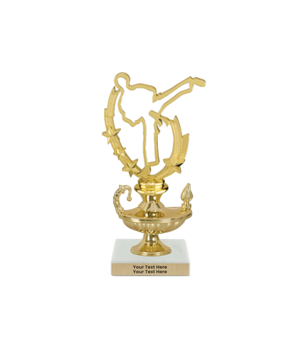 Taekwondo High Kick Taekwondo Trophy with WHITE MARBLE BASE