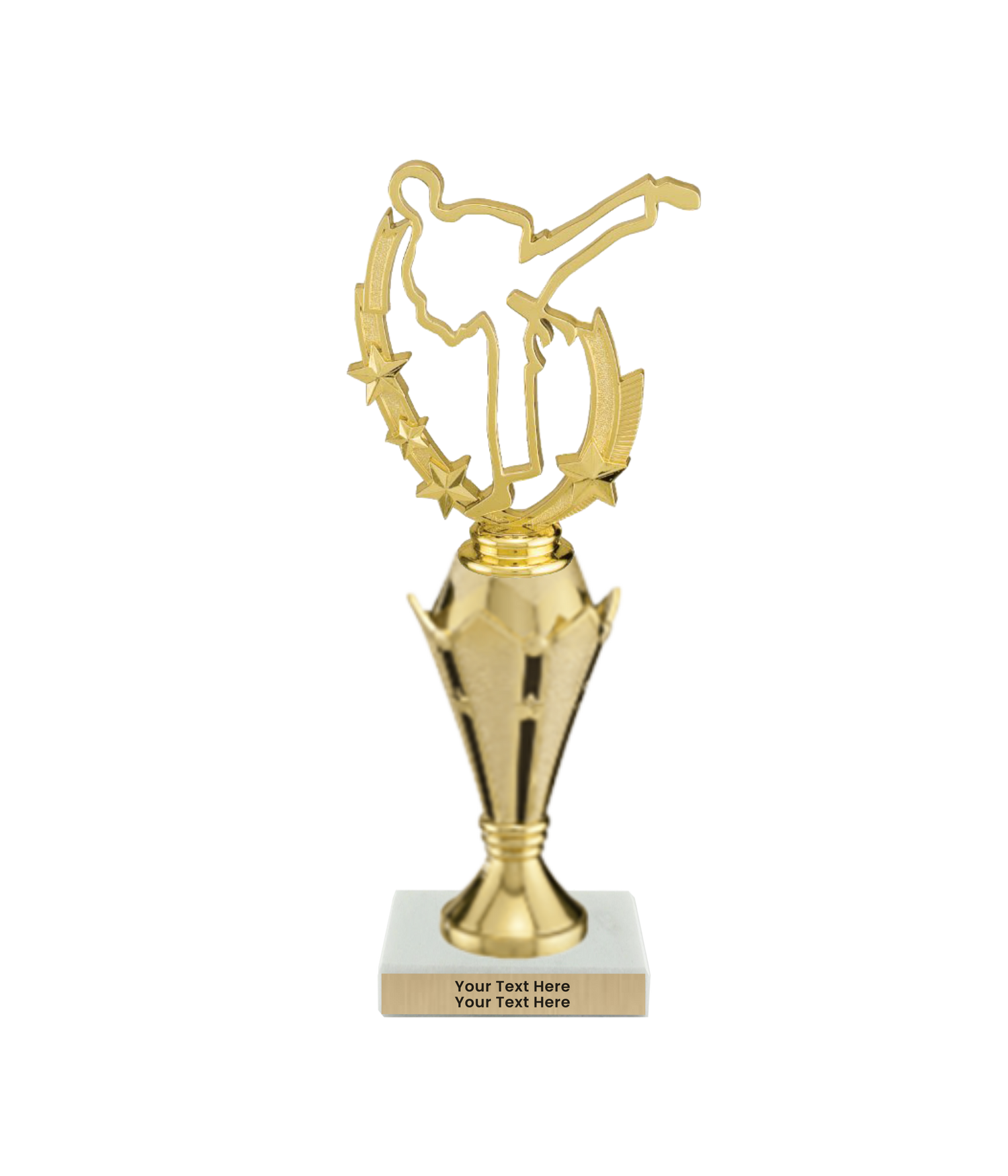 Taekwondo High Kick Taekwondo Trophy with WHITE MARBLE BASE