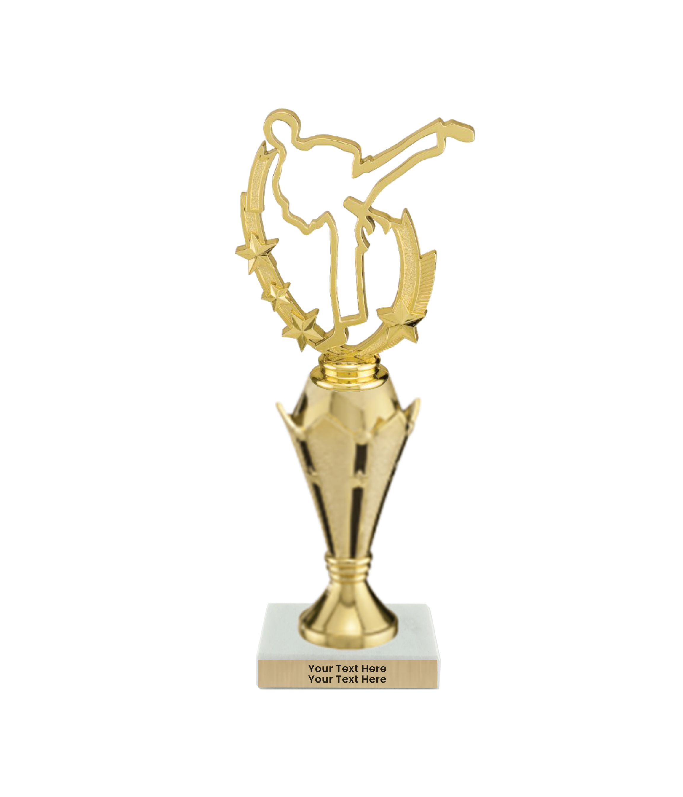 Taekwondo High Kick Taekwondo Trophy with WHITE MARBLE BASE