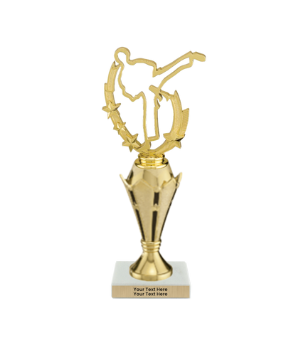 Taekwondo High Kick Taekwondo Trophy with WHITE MARBLE BASE