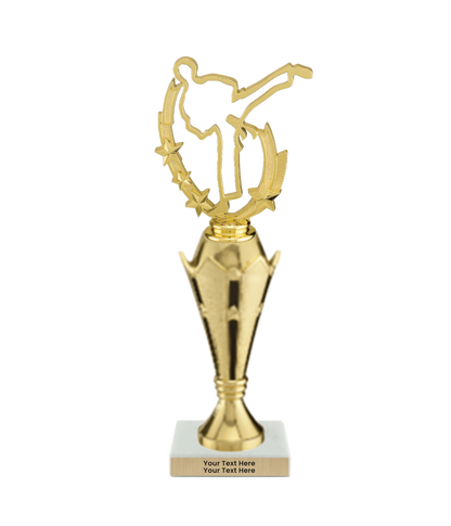 Taekwondo High Kick Taekwondo Trophy with WHITE MARBLE BASE