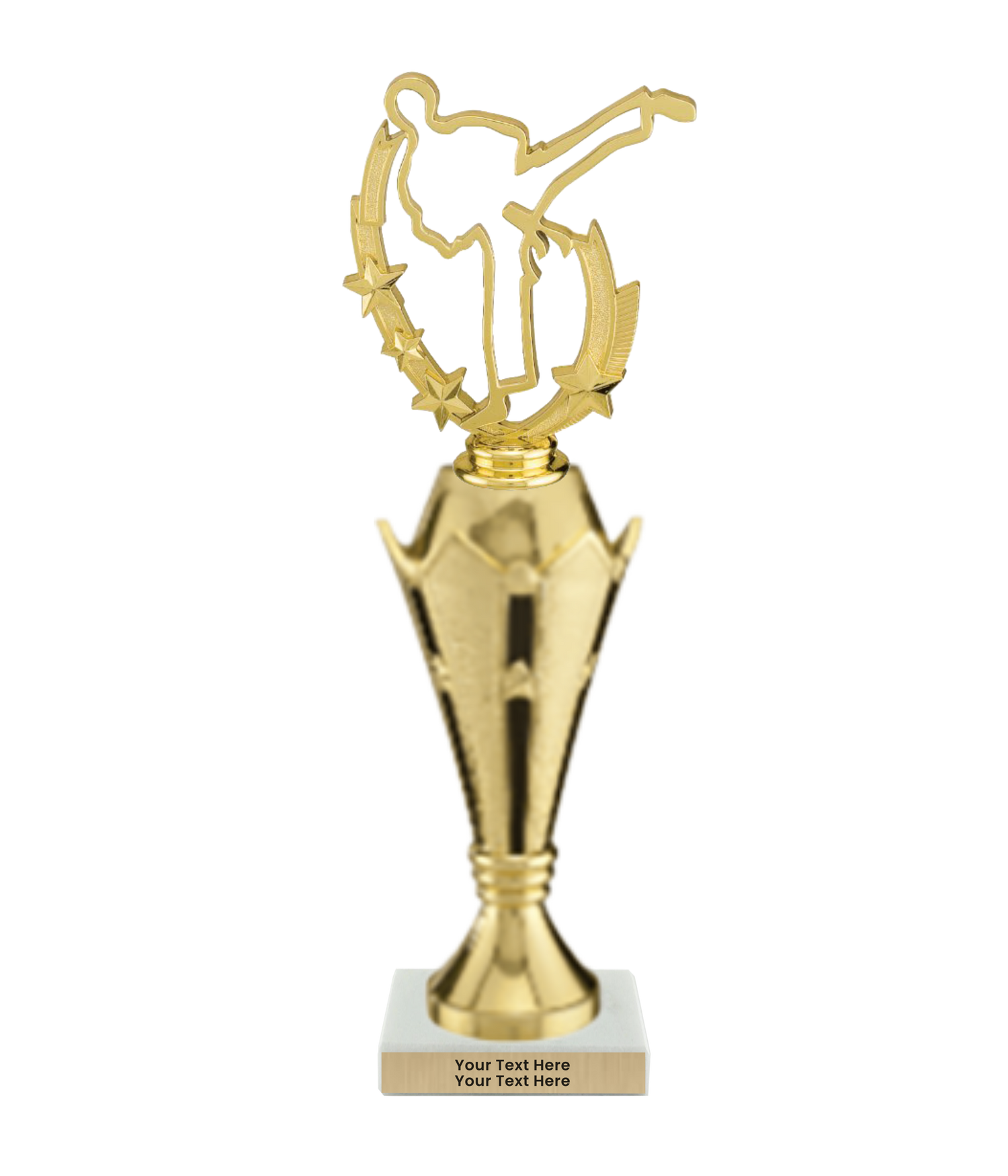Taekwondo High Kick Taekwondo Trophy with WHITE MARBLE BASE