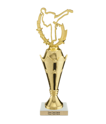 Taekwondo High Kick Taekwondo Trophy with WHITE MARBLE BASE