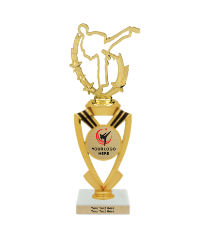 Taekwondo High Kick Taekwondo Trophy with WHITE MARBLE BASE