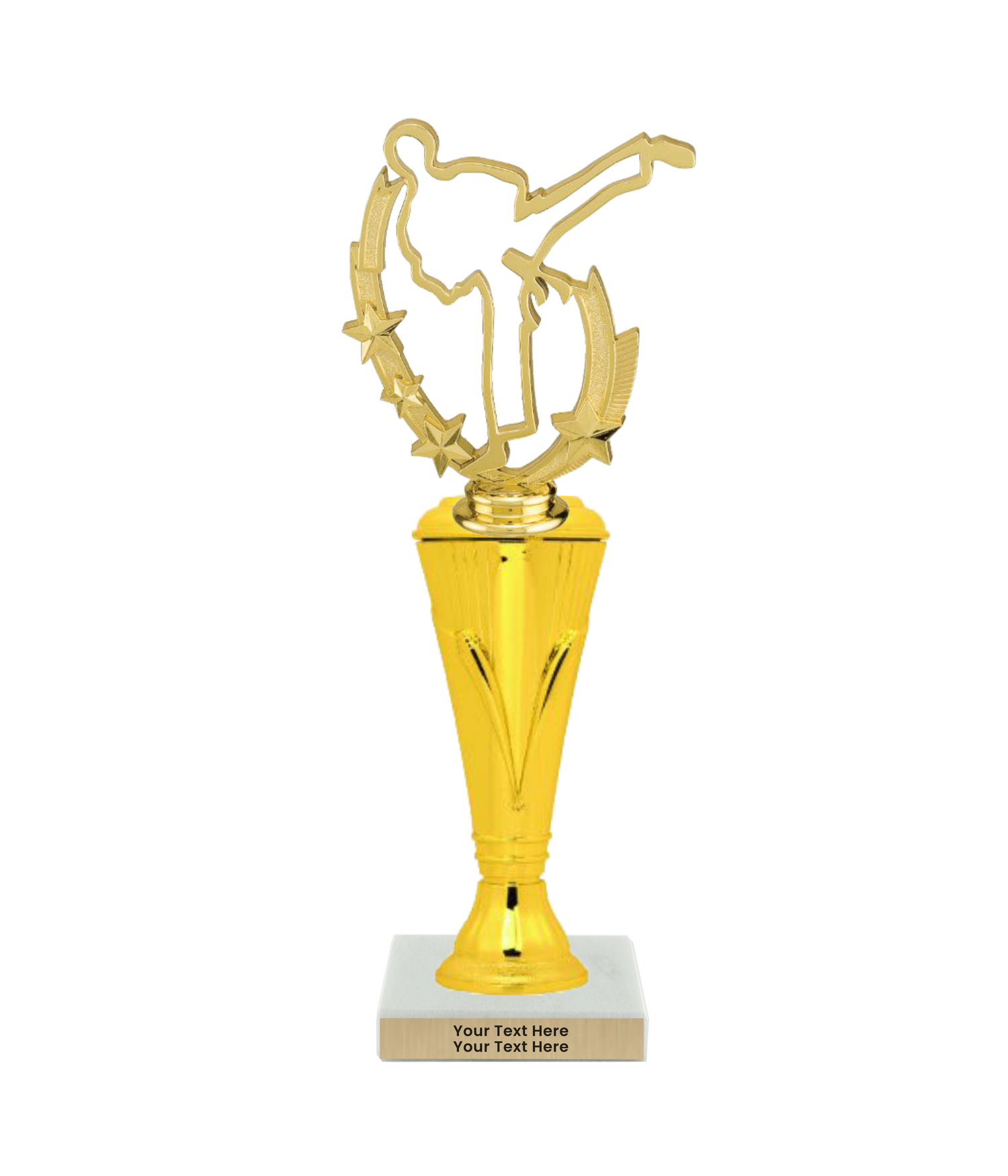 Taekwondo High Kick Taekwondo Trophy with WHITE MARBLE BASE