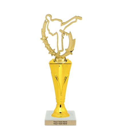 Taekwondo High Kick Taekwondo Trophy with WHITE MARBLE BASE