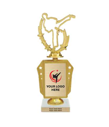 Taekwondo High Kick Taekwondo Trophy with WHITE MARBLE BASE