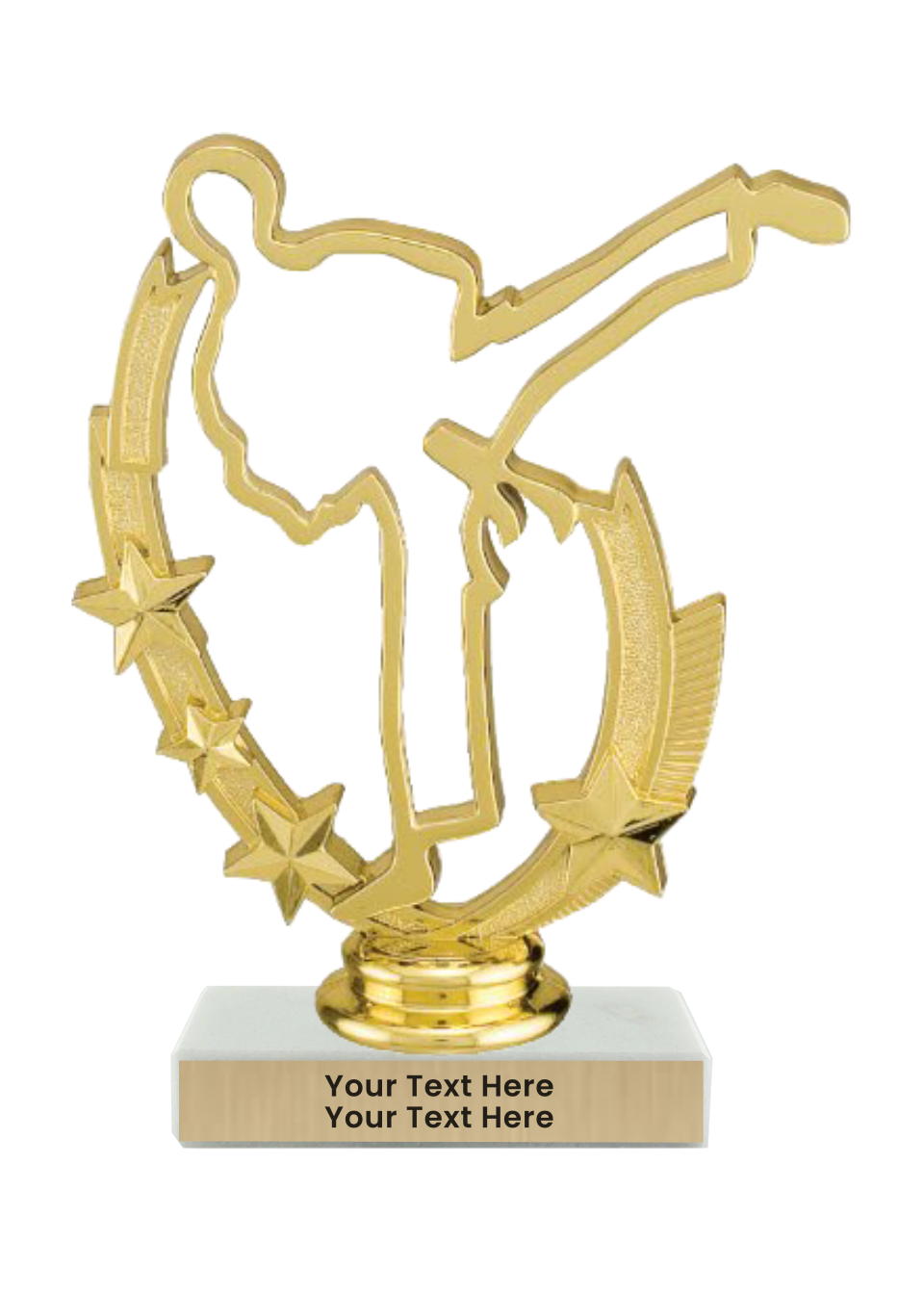 Taekwondo High Kick Taekwondo Trophy with WHITE MARBLE BASE