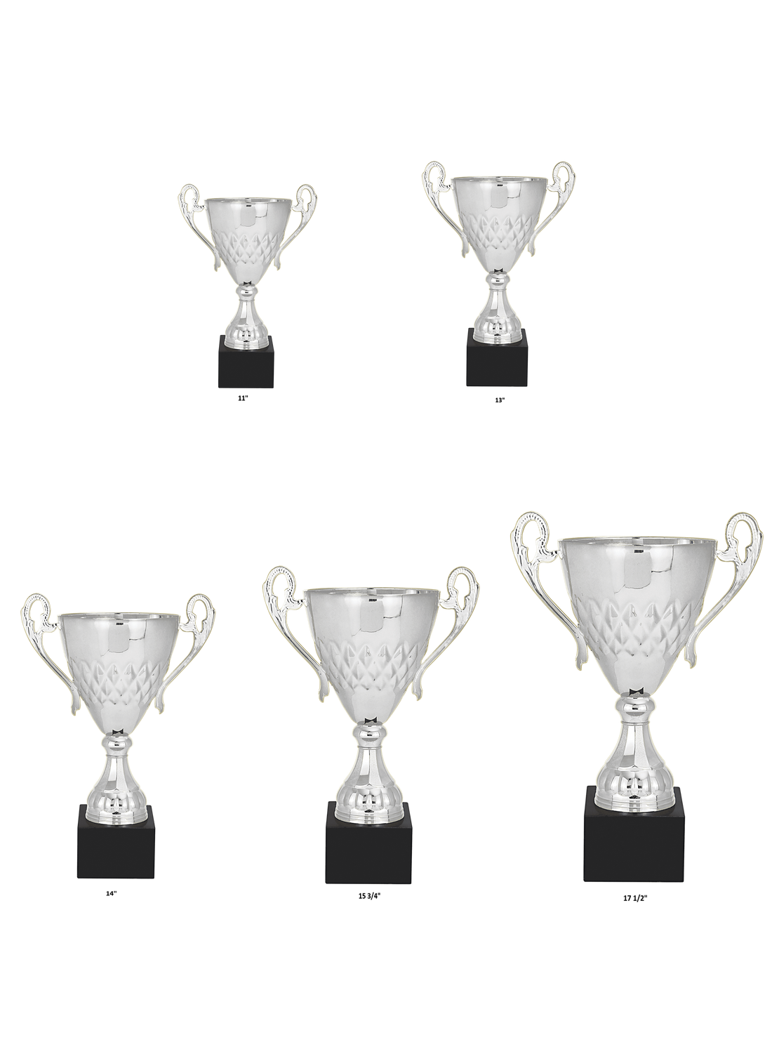 Silver Completed Metal Cup Trophy on Plastic Base/Metal Cups