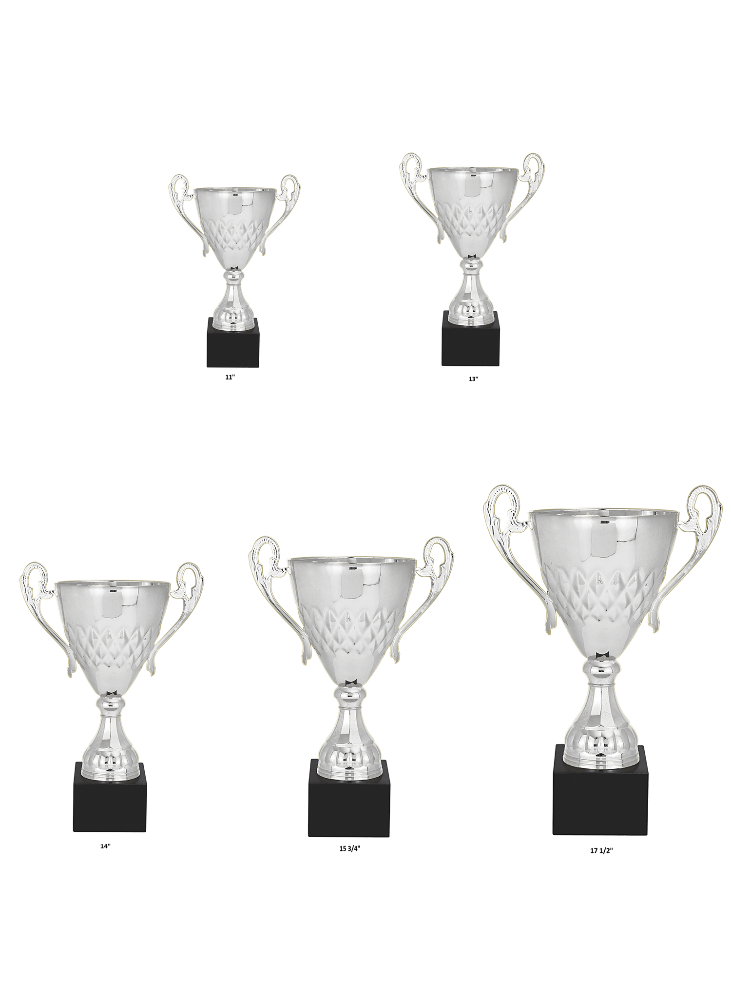 Silver Completed Metal Cup Trophy on Plastic Base/Metal Cups