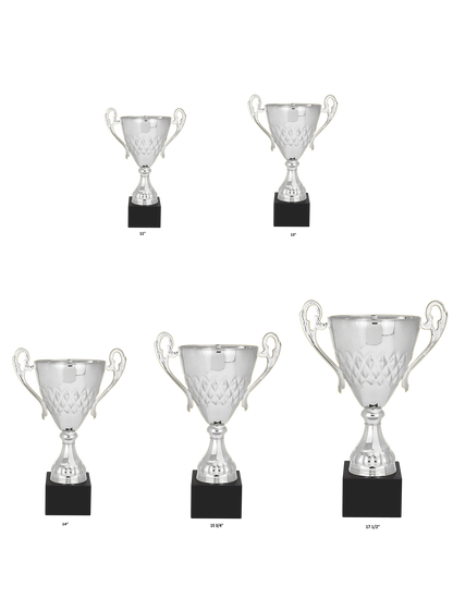 Silver Completed Metal Cup Trophy on Plastic Base/Metal Cups