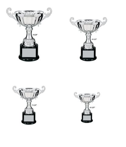 Silver Completed Metal Cup Trophy on Plastic Base/Metal Cups