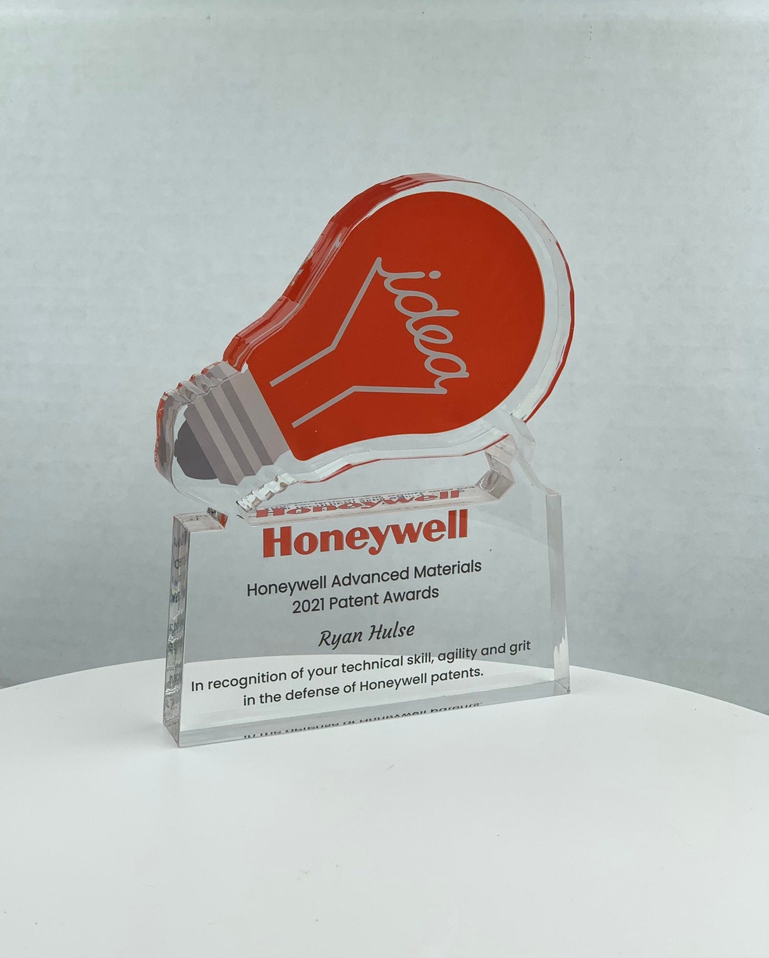 Light Bulb Trophy, Innovator Award, Ideation Award, Patent Award, STEM Award, Tech Gift - Acrylic with Color Prints - Free Customization