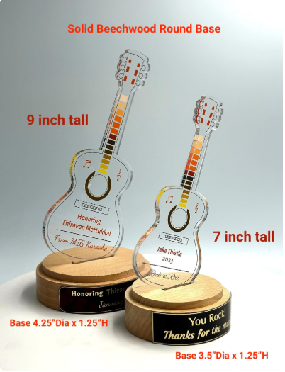 Custom Design Acrylic Trophy with Wood Base/Employee Recognition Award/STEM Award/Tech Gift - Acrylic with Color Prints - Free Customization