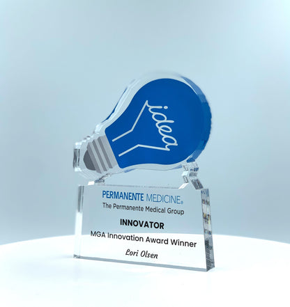 Light Bulb Trophy, Innovator Award, Ideation Award, Patent Award, STEM Award, Tech Gift - Acrylic with Color Prints - Free Customization
